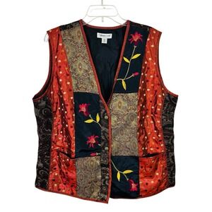 coldwater creek womens vest, multi-colored with‎ embroidered detail